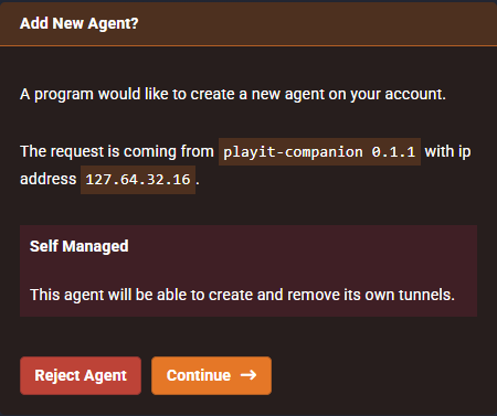 Accepting Playit Companion